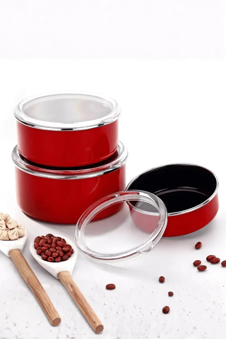 Bonera qırmızı 3-lü qapaqlı saxlama qabı