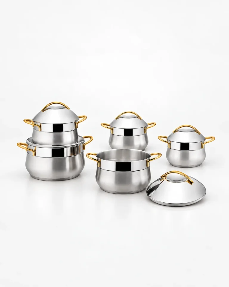 Özlife Osaka 10 parça qızılı qulplu paslanmaz polad qazan dəsti