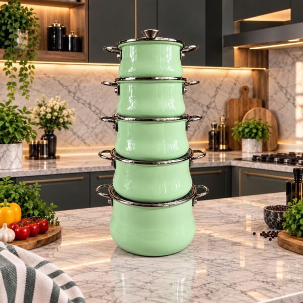 Bonera 10 parça emal qazan dəsti – su yaşılı