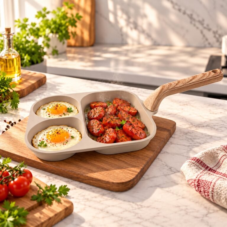 3 bölməli qranit yumurta və sosis tavası – krem