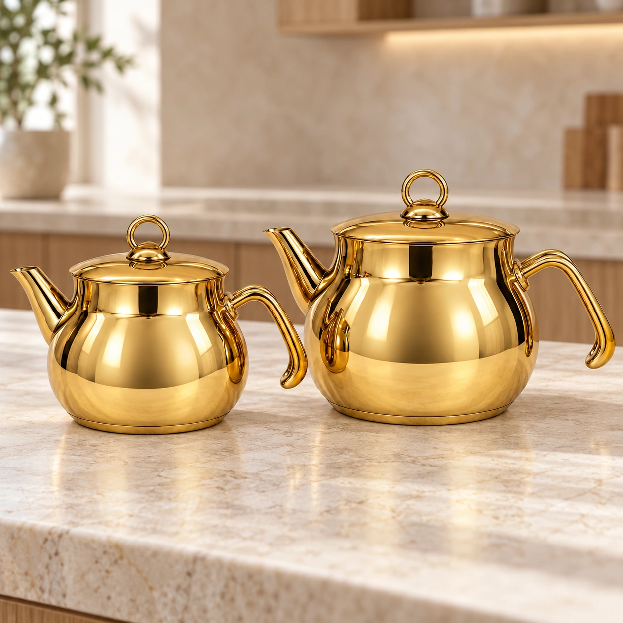 emsa-2389-metbex Özlife 18/10 çaydan dəsti – bütöv qızılı, yumru gövdə - Image 1