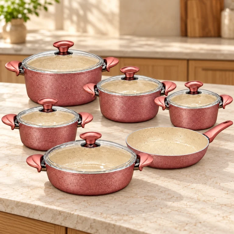 PMT çəhrayı 11 parça qranit qazan dəsti