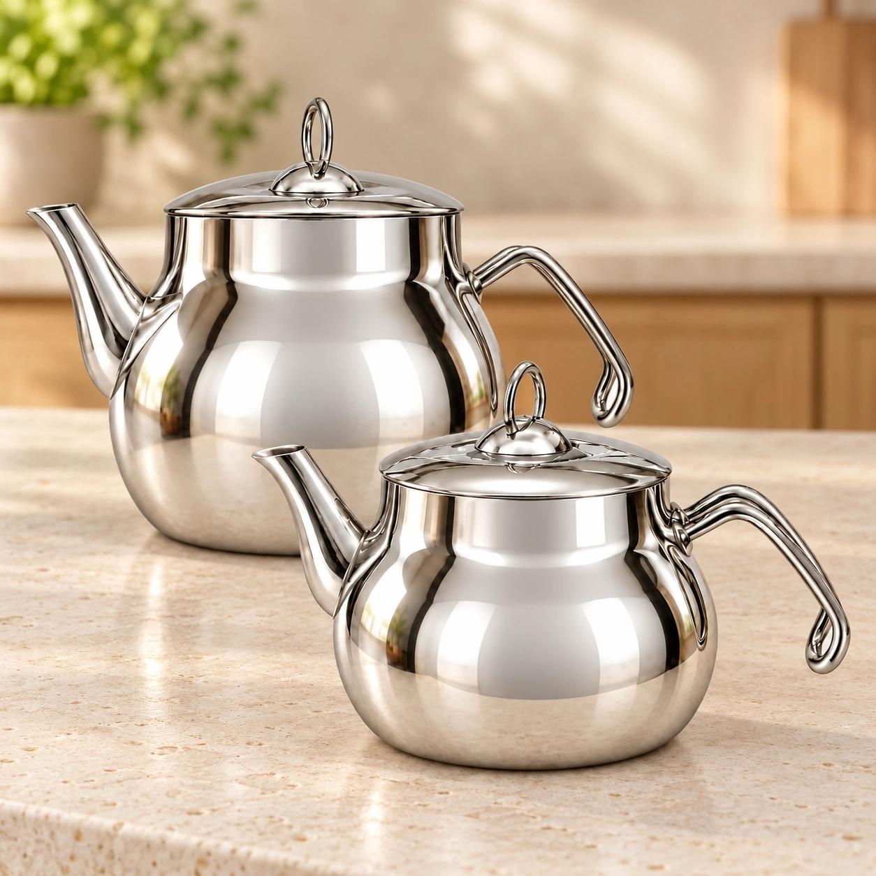 emsa-2663-metbex Özlife 18/10 çaydan dəsti – gümüşü nazik qulplu - Image 1