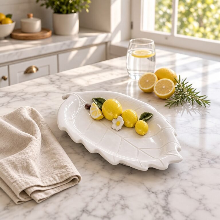 Limon dekorlu yarpaq formalı servis qabı – 21 × 34 sm