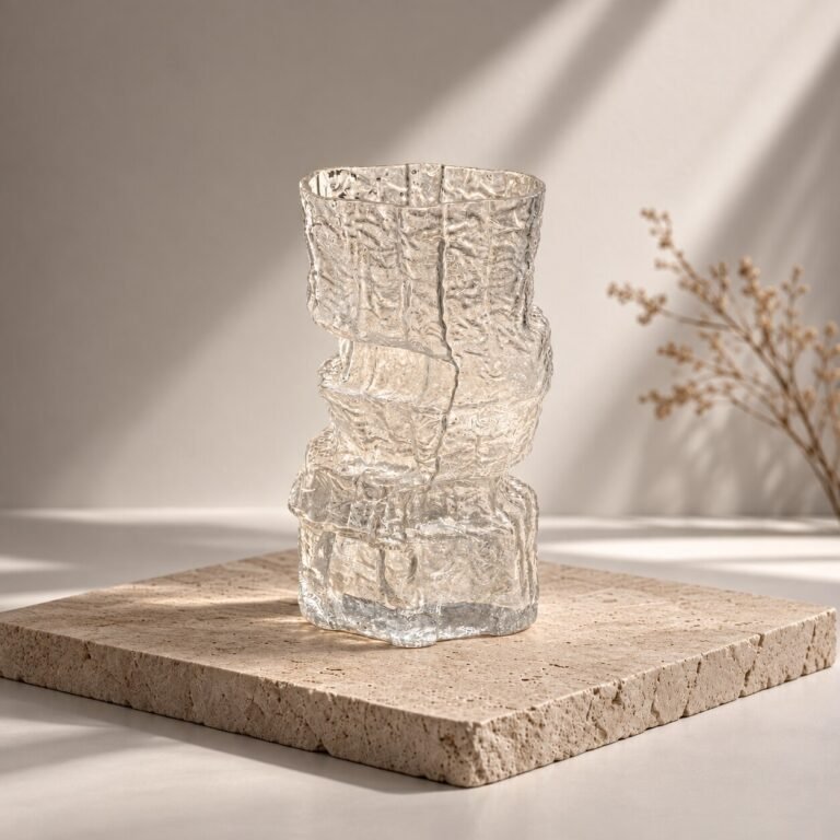 Buz dağı formalı şüşə vaza – 14 × 26 sm