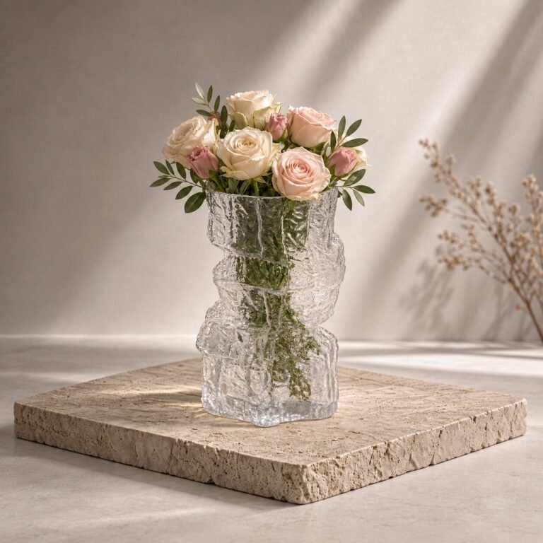 Buz dağı formalı şüşə vaza – 14 × 26 sm