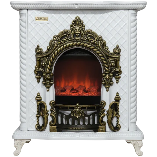 Behkaran qaz kamini – ağ-qızılı, ornamentli tağ