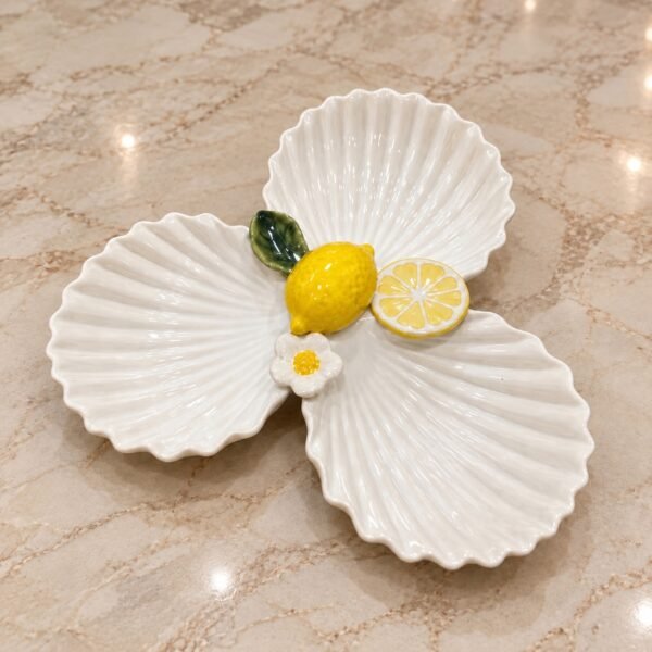 Limon dekorlu 3 bölməli servis qabı – 20 sm