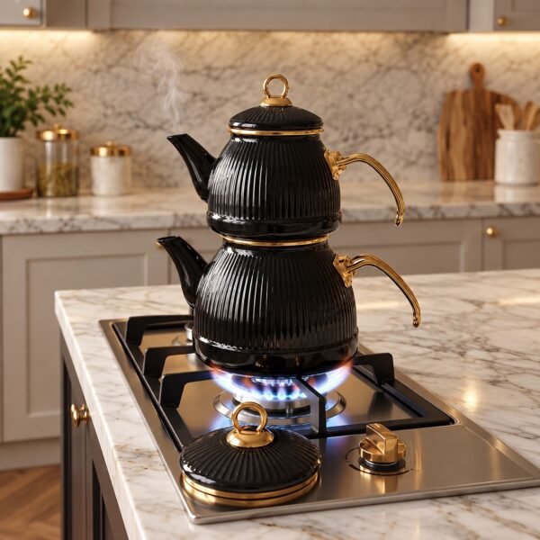Shosman emal çaydan dəsti – 2,6 l + 1,4 l, qara