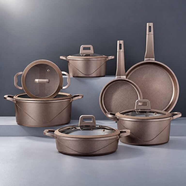 Vivaldi Bio qranit qazan və tava dəsti – qəhvəyi